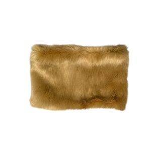 Scarf Tan Vegan Fur Knitted Inside NWT